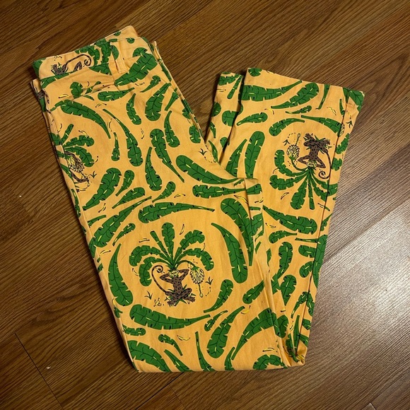 Govango Pants - Vintage Govango Tropical Banana Leaf Monkey Pants 8 Lilly Pulitzer Style Pants